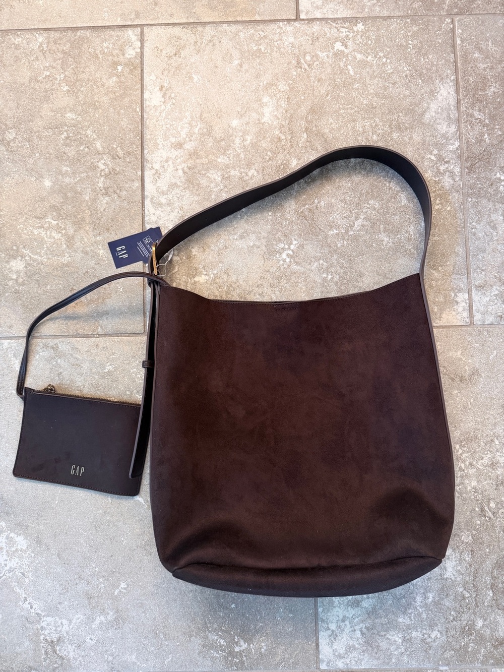 NWT GAP Chocolate Brown Suede Tote with Matching Handbag